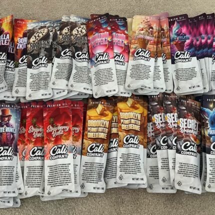 Assorted Cali Company packaged products displayed in rows